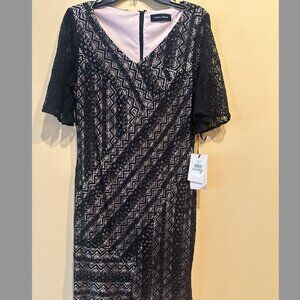 Ivanka Trump dress Black Lace Nude Illusion Size 12 NWT